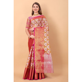 SOFT ORGANZA WOVEN SAREE MNX160